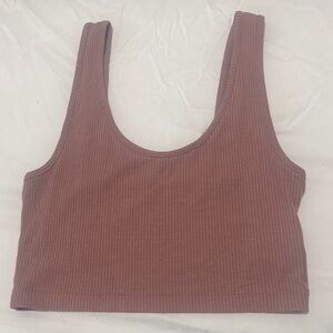 Ribbed Mauve Pink Crop Top
